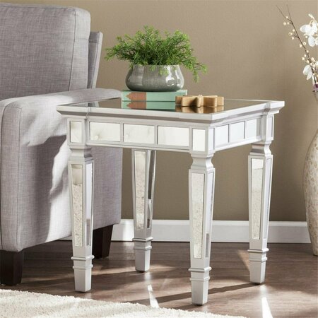 HOMEROOTS 24 in. Glass & Manufactured Wood Square Mirrored End Table Silver 402482